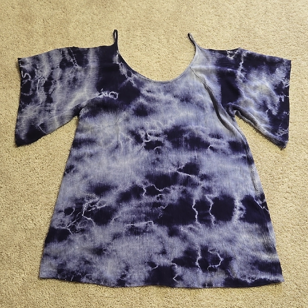Womens Tie-Dye Cold Shoulder Mini Dress